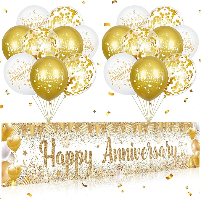 Happy Anniversary Decorations Banner by Wayyogh
