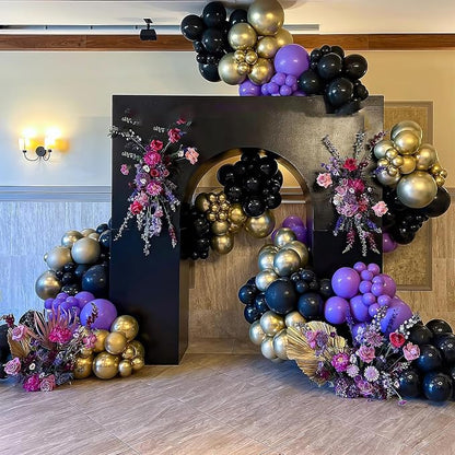Purple and Gold Balloons, 12 Inch Purple Black and Sand Gold Balloons - Image 6