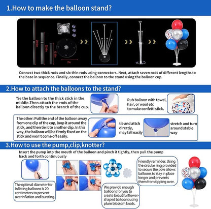 4 Sets Black Silver Red Blue Balloons Stand - Image 3