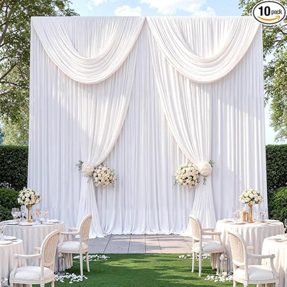 50ft x 14ft Wrinkle Free White Backdrop Curtains by CO-AVE