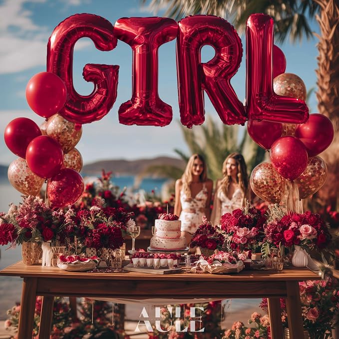 AULE 40 Inch Red L Balloon Letter Foil A-Z Birthday Big Alphabet | Birthday - Image 4