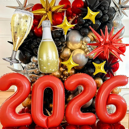 Red 2026 Balloons, 40 Inch Number 2026 Red Foil Balloons - Image 4