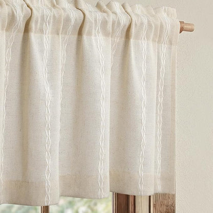 Boho Kitchen Valance for Windows, 52 x 18 Inch, 1 Panel | Vintage Farmhouse Rod by Unknown