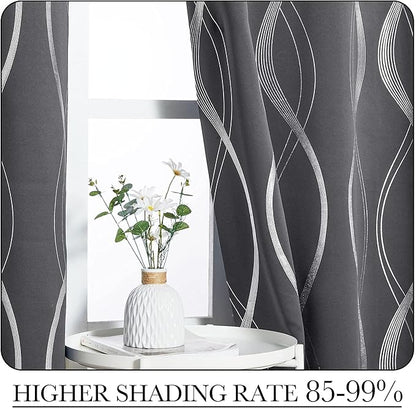 NICETOWN Grey Blackout Striped Pattern Curtains - Image 5
