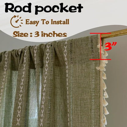 Sutuo Home Boho Curtain for Bedroom Living Room Nursery, Semi-Blackout French - Image 5