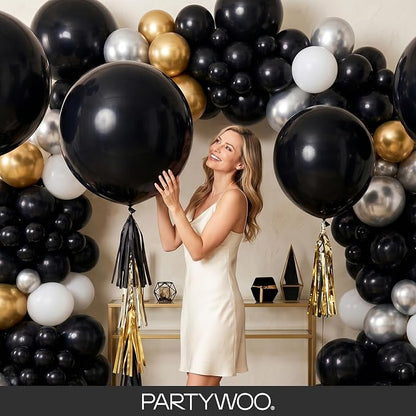 PartyWoo Black Balloons 101pcs Matte Latex Helium Balloons 12 Inch | Baby - Image 9