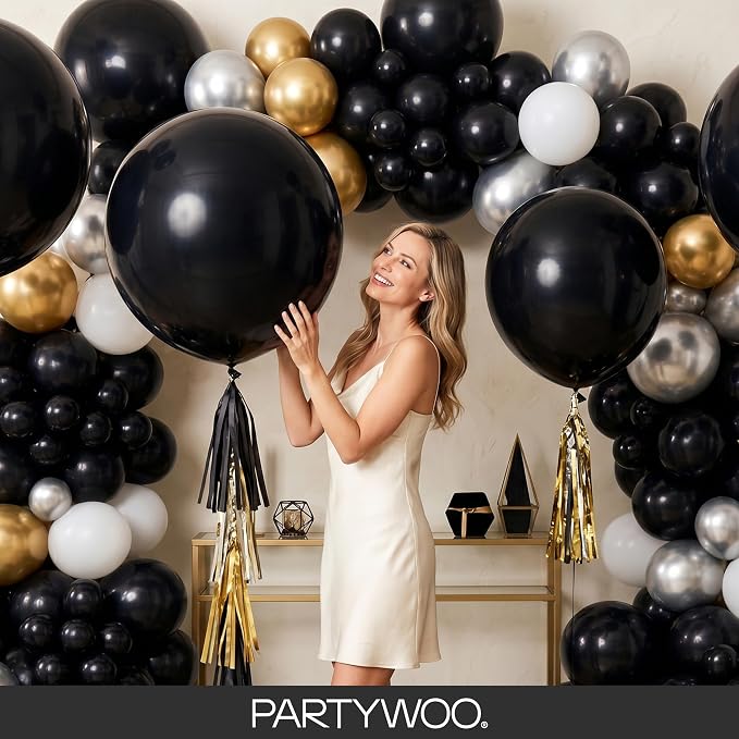 PartyWoo Black Balloons 50pcs Matte Latex Helium Balloons 12 Inch | Baby Shower - Image 9