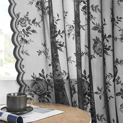 SEEKRIGHT Black Lace Curtains by SEEKRIGHTHomeDecor