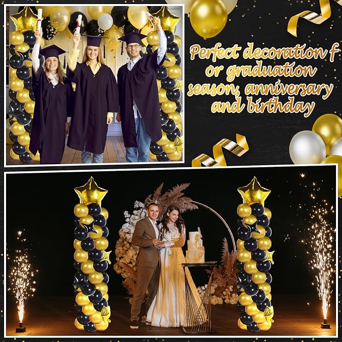 Gejoy Black Gold Balloons Column Stand Kit Adjustable Tower Stand from 1.4 to - Image 6