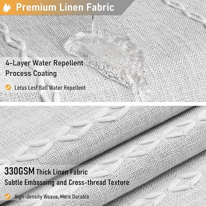 60 x 84 Boho Linen Heavy Duty Cloth Shower Curtain Set, 330GSM Linen Blend - Image 4