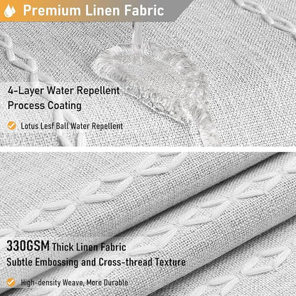 72 x 80 Boho Linen Heavy Duty Cloth Shower Curtain Set, 330GSM Linen Blend - Image 4