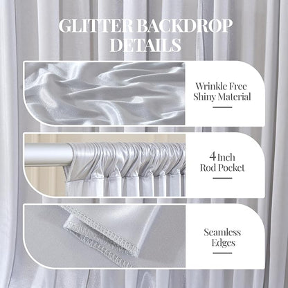 10x10ft Silver Glitter Backdrop Curtain - Image 2
