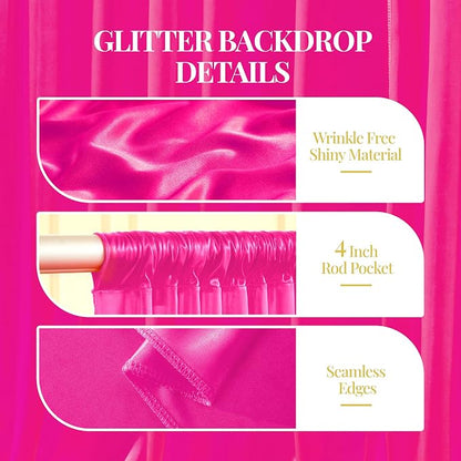 40x10ft Hot Pink Glitter Backdrop Curtain - Image 5