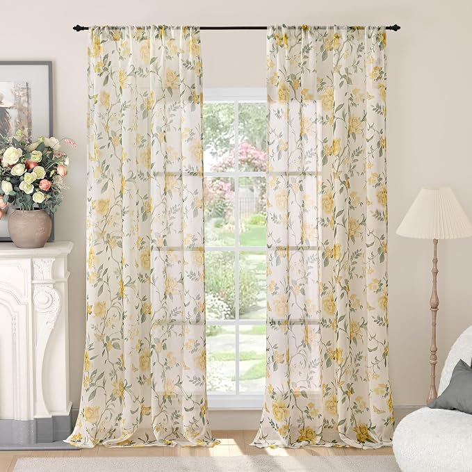 French Country Farmhouse Sheer Curtains by Lajode