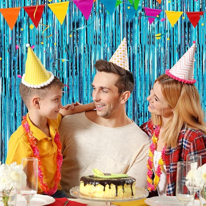 Crosize 8 Pack Blue Party Streamers Backdrop, 3.3 x 9.9 ft | Tinsel Foil Fringe - Image 7