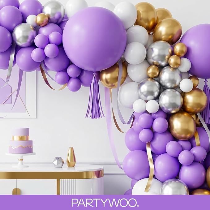 PartyWoo Purple Balloons 127pcs Different Sizes of 36 18 12 10 5 Inch Purple - Image 8