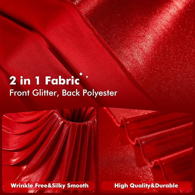 40x10ft Shimmer Red Sequin Backdrop Curtain - Image 2