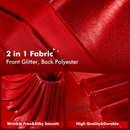 50x10ft Shimmer Red Sequin Backdrop Curtain - Image 3