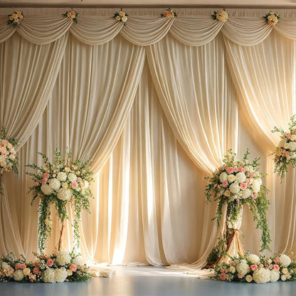 20ft x 10ft Wrinkle Free Beige Backdrop Curtains - Image 3