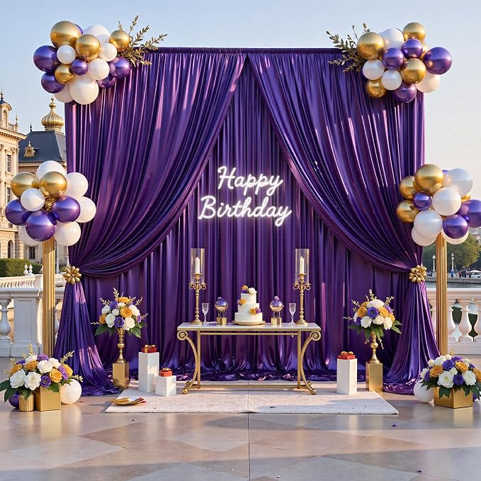 20x10FT Purple Sequin Backdrop Curtain - Image 3