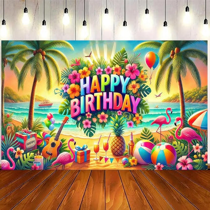 BlissYard Tropical Flamingo Birthday Banner 71x43 Inch Polyester | Polyester - Image 4