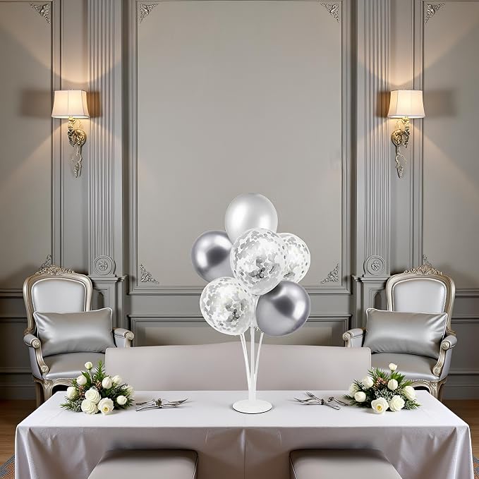 ZJDHPTY 4Set Silver Balloon Stand Table Centerpieces Party Decor | 25th Wedding - Image 7