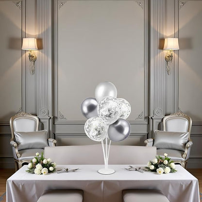ZJDHPTY 4Set Silver Balloon Stand Table Centerpieces Party Decor | 25th Wedding - Image 7