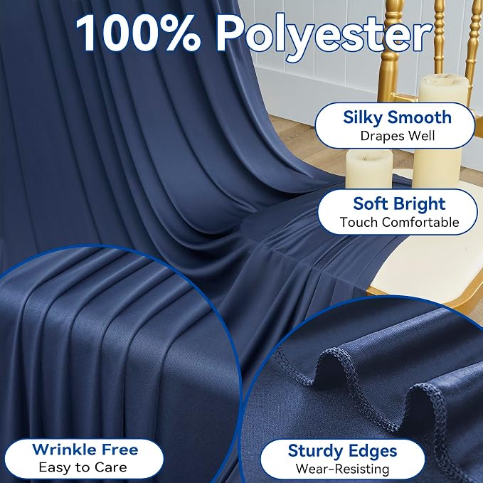 20ft×12ft Wrinkle Free Navy Blue Backdrop Curtain - Image 4