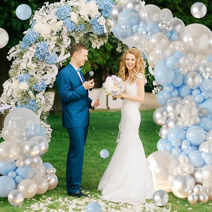 CROSSFINGERS Pearl Blue and White Balloon Arch Kit - Image 5