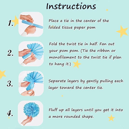 12pcs Colorful Paper Pom Poms Set - Image 6