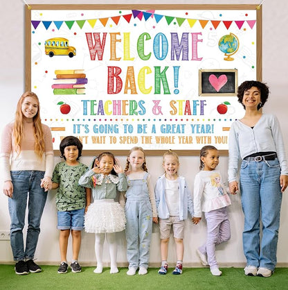 Welcome Back Backdrop Banner Back to School Backdrop Decoration First Day of - Image 3