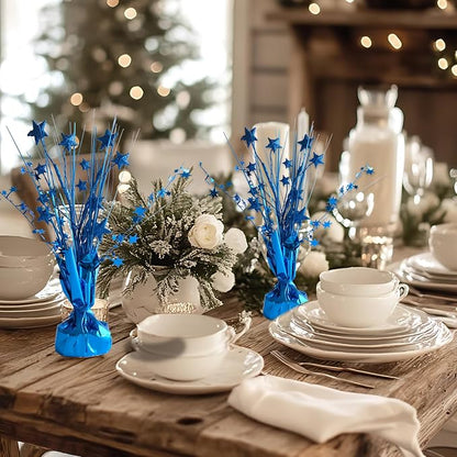 12 Pack Metallic Blue Foil Spray Centerpieces Stars Brust Table Centerpieces - Image 4