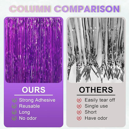 Voircoloria Purple Foil Fringe Backdrop Curtains, Birthday Party Decorations - Image 5
