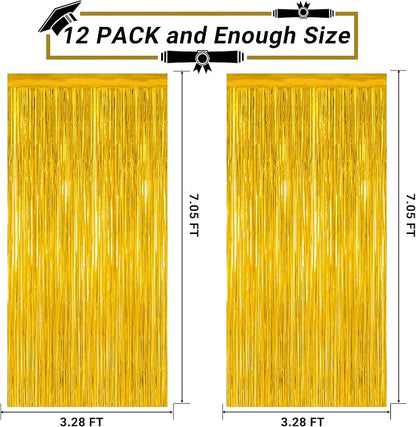 12 Pack 2026 Graduation Decorations, 3.28 FT x 7.05 FT Gold Backdrop Curtains - Image 2