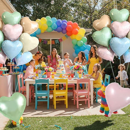 TONIFUL 30 Pcs 18 Inch Pastel Neutral Heart Shape Foil Mylar Balloons | Soft - Image 6