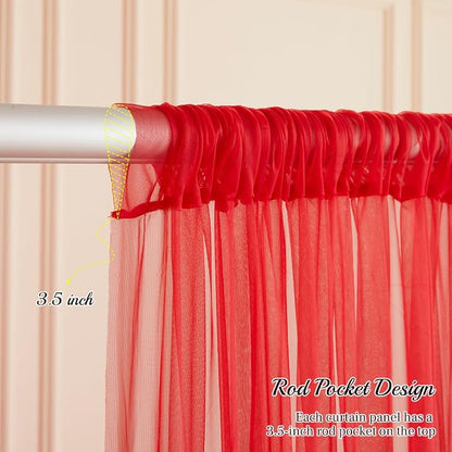 20x10ft Red Tulle Backdrop Curtain - Image 5