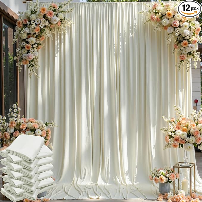 60×12ft Wrinkle Free Ivory Backdrop Curtain by ENJOYYOURPARTY