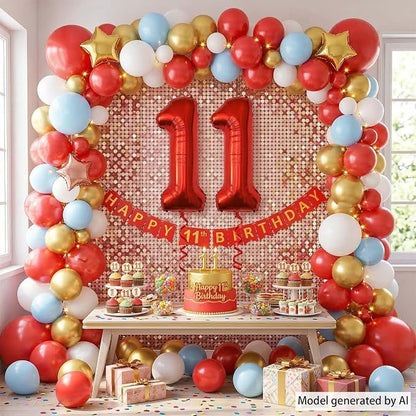 Red Number 11 Balloon 40 Inch, Foil Numeral - Image 7