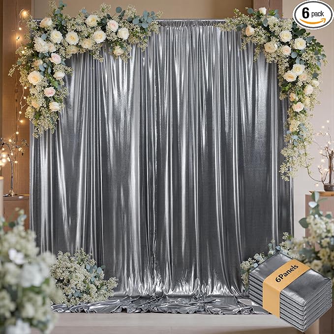 30ftx10ft Black Silver Glitter Sequin Backdrop Curtain by LeegleriTableSkirt