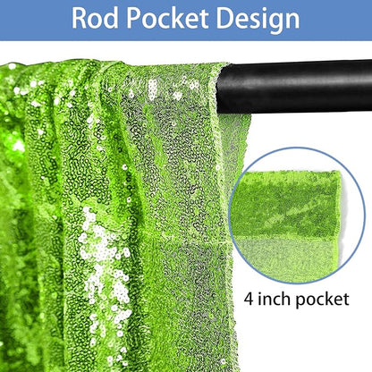 Hahuho Light Green Sequin Backdrop Curtain, Banquet Decoration（1 Panels - Image 2