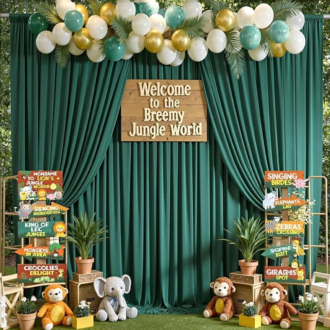 20x12 ft Forest Green Backdrop Curtains - Image 7