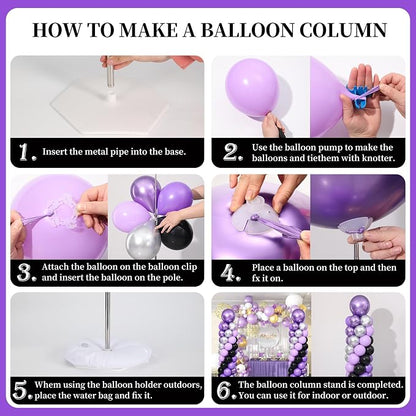 Purple and Black Silver Balloon Column Stand Kit Set of 2 - Image 6