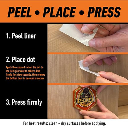 Gorilla Adhesive Dots, Double-Sided, 0.5" Diameter, 150 Pieces | No Mess - Image 5