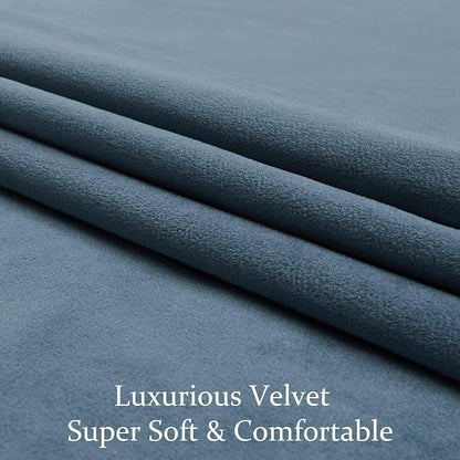 BULBUL Velvet Dirty Blue Blackout Curtains 102 inch Long - Image 6