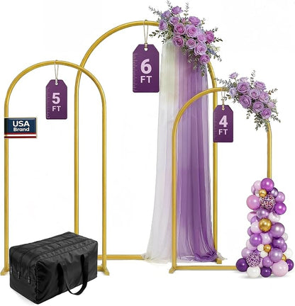 3 Pack Gold Metal Arch Backdrop Stand Set - 6FT by K-BRANDS