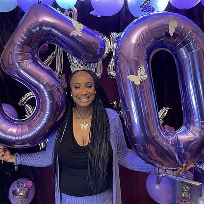 15th Birthday Balloons for Girls, 15 Inch Giant Purple Foil Number 15 Balloons - Image 4