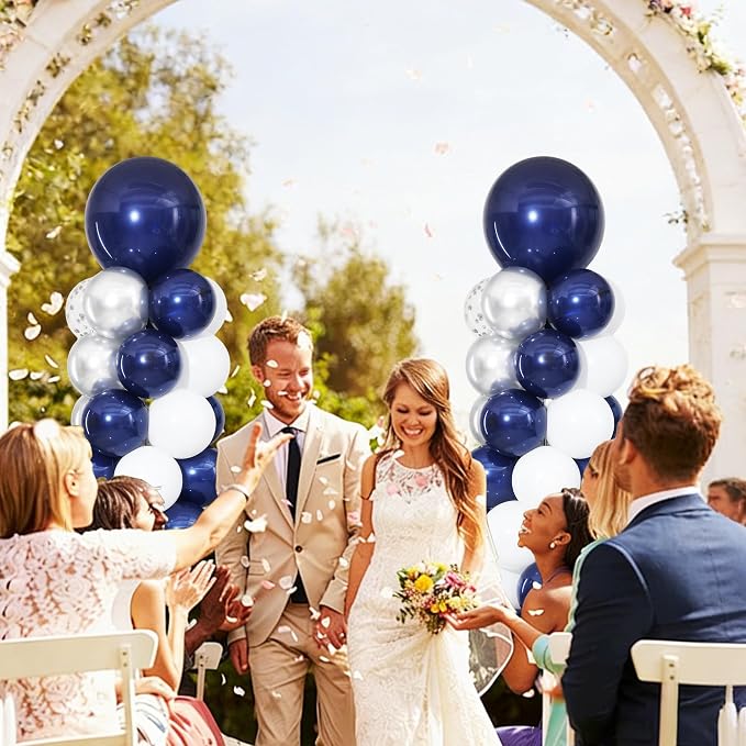 Navy Blue and Silver Balloon Column Stand Kit Set of 2 - Image 8