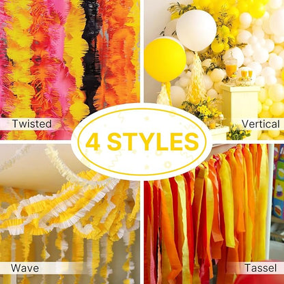 PartyWoo Yellow Crepe Paper Streamers 6pcs 492 FT Yellow Streamers | Easter - Image 5