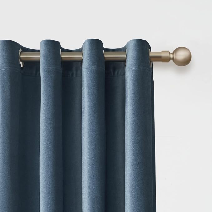 BULBUL Velvet Dirty Blue Blackout Curtains 102 inch Long - Image 3