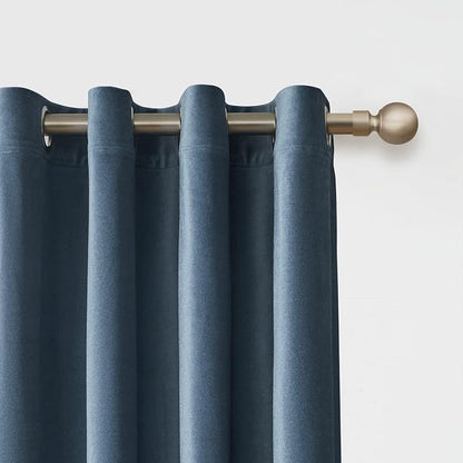 BULBUL Velvet Dirty Blue Blackout Curtains 102 inch Long - Image 3